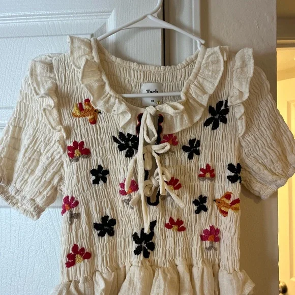 Tach Perico Smocked and hand-embroidered Midi Dress - Picture 5 of 8